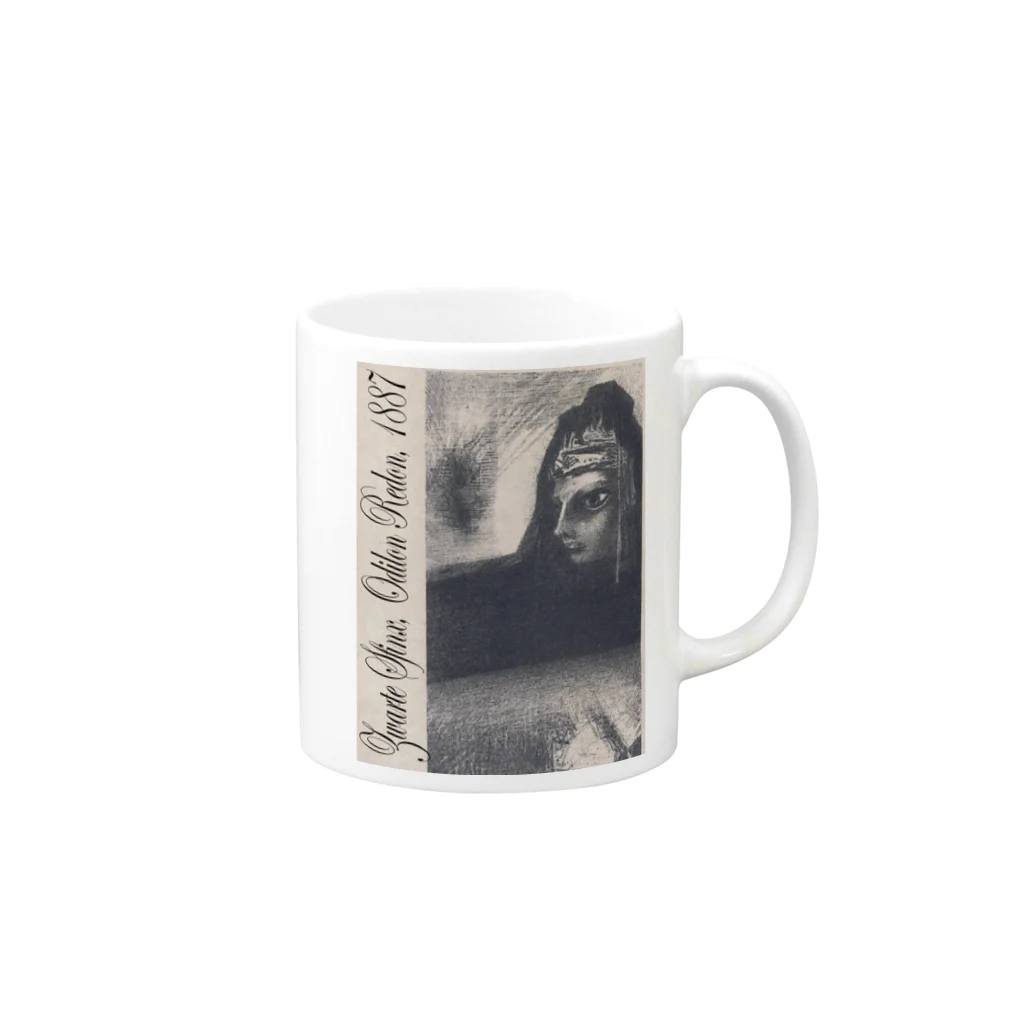 PALA's SHOP　cool、シュール、古風、和風、のZwarte Sfinx, Odilon Redon, 1887 Mug :right side of the handle