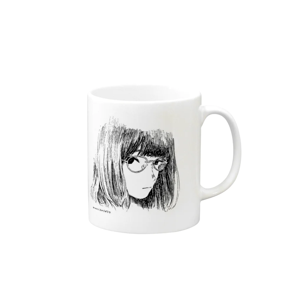 masisusesoのa girl seeing you Mug :right side of the handle