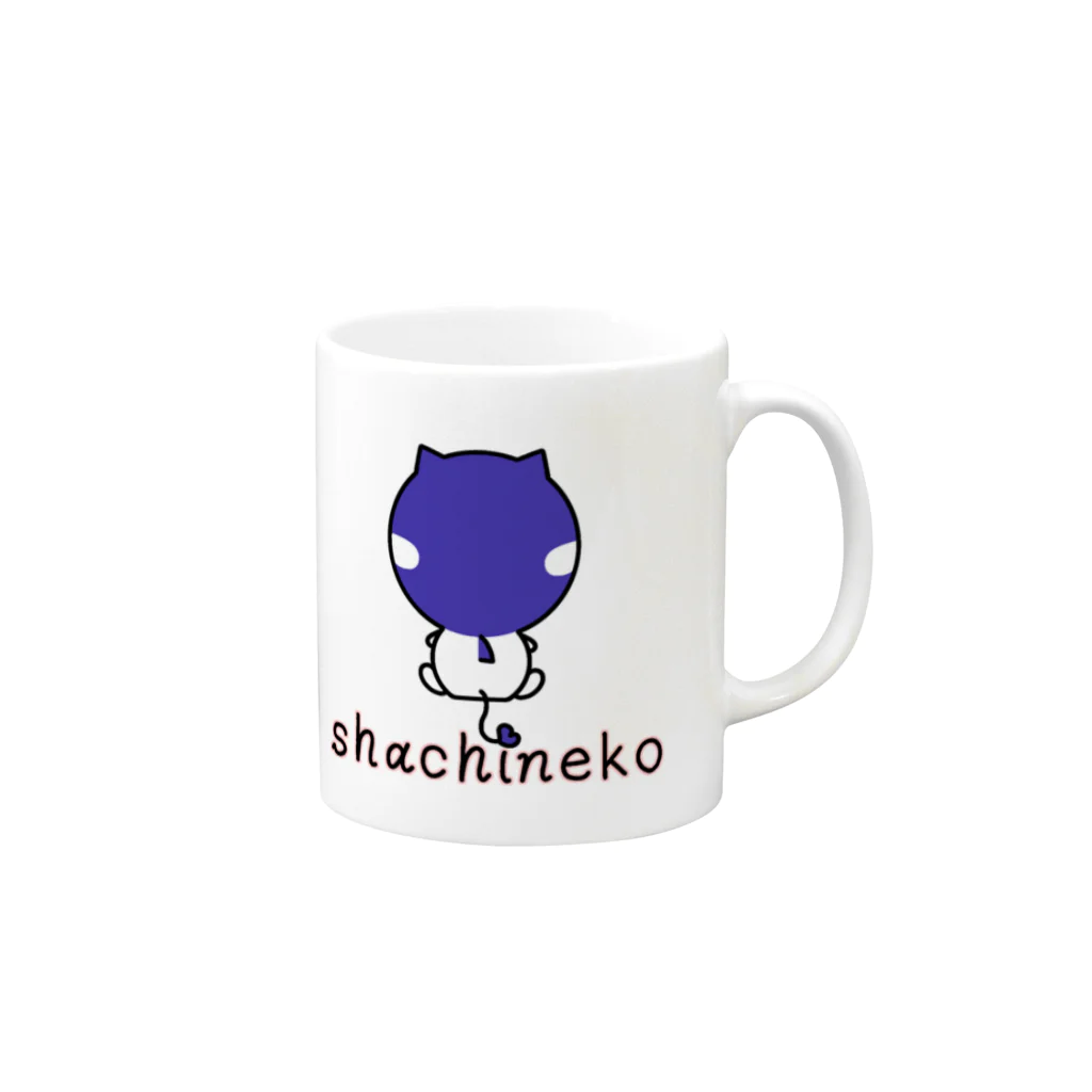 はねのはえたネコのシャチネコグッズ Mug :right side of the handle