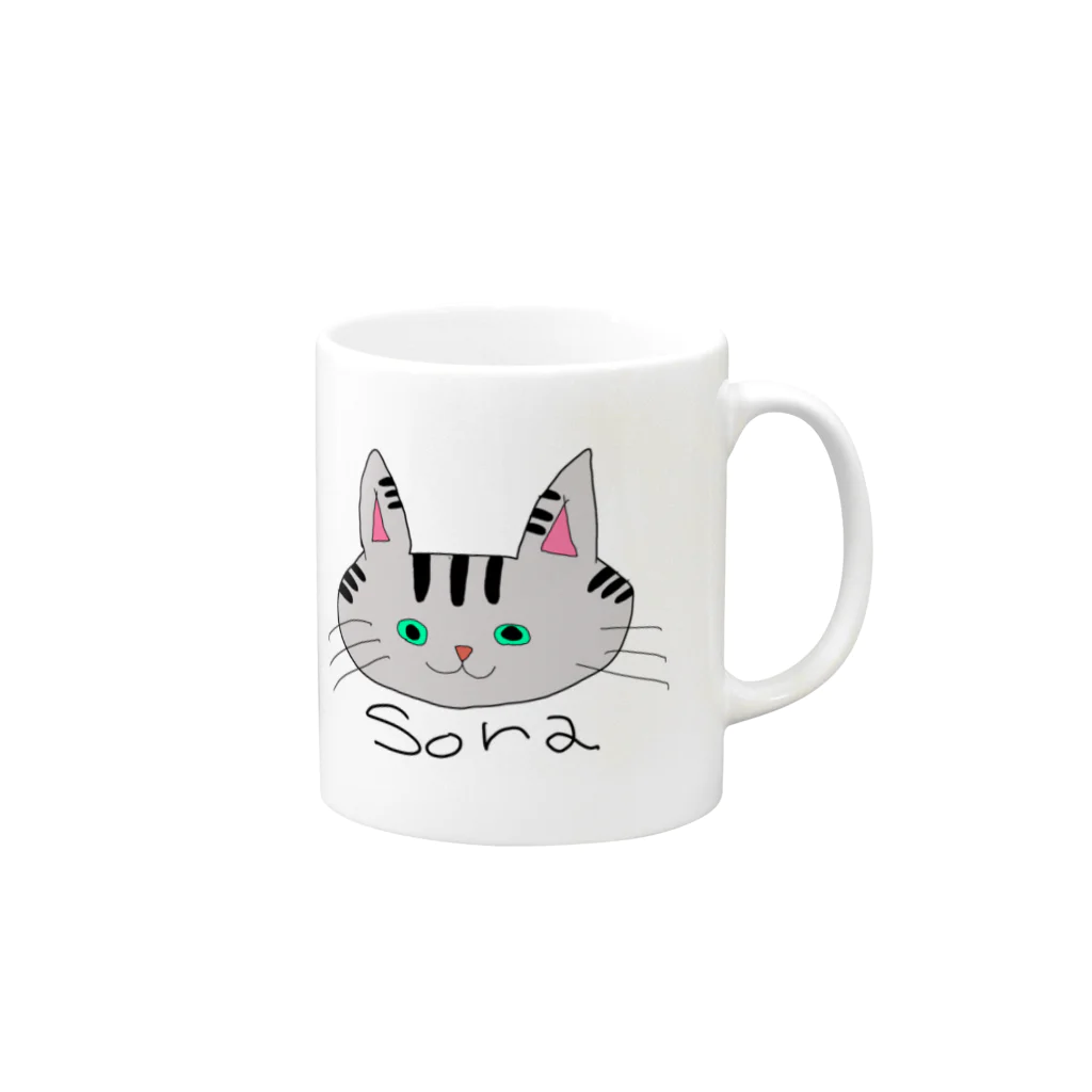 sorakiraのサバ猫そら Mug :right side of the handle