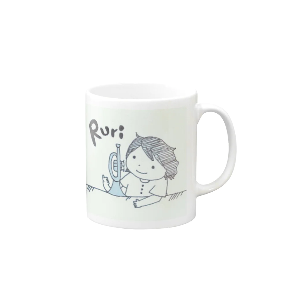 Ruriのせかいじゅうのるりさんへ Mug :right side of the handle