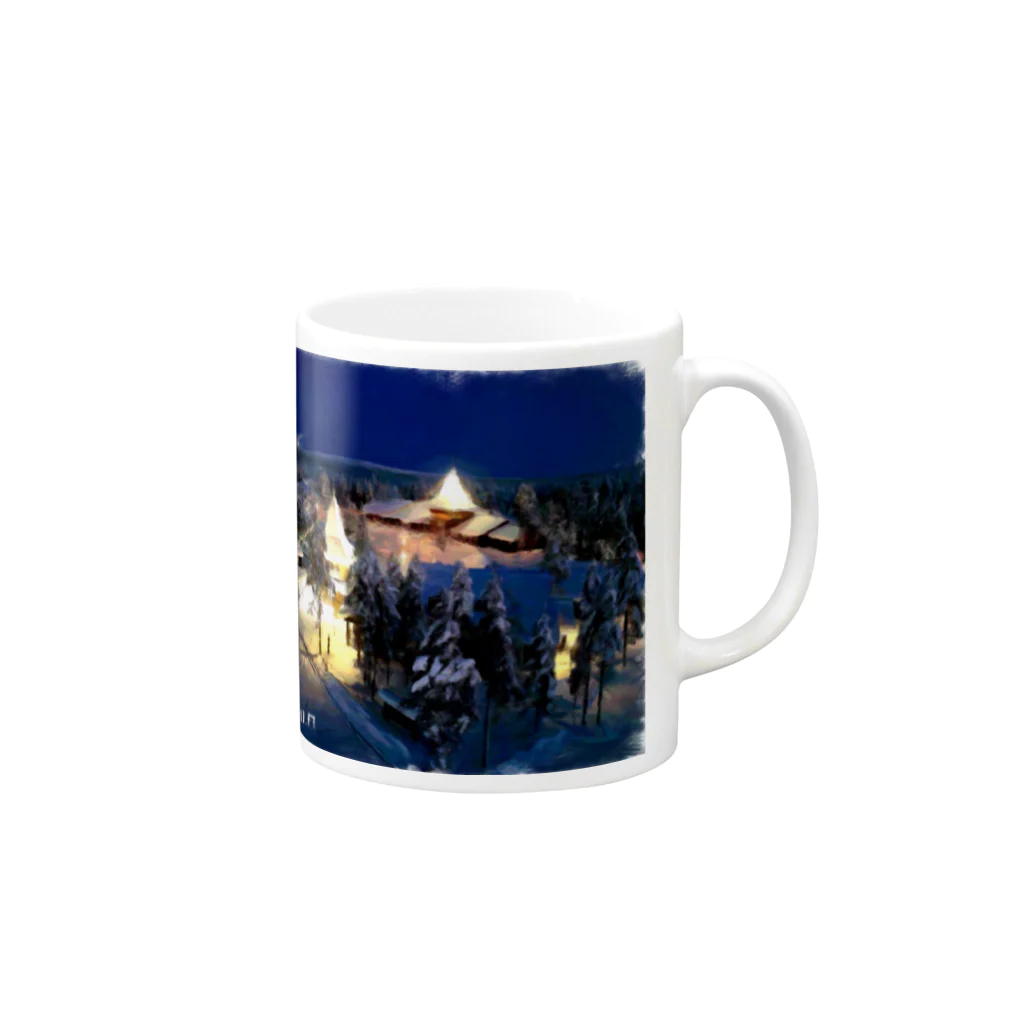 Shop imuhataのサンタの住む村 Mug :right side of the handle