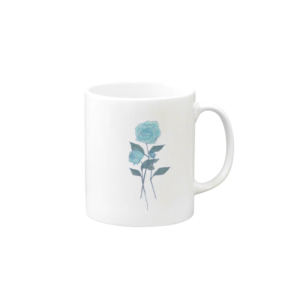 富士田☺︎の廃退の薔薇[水色] Mug :right side of the handle