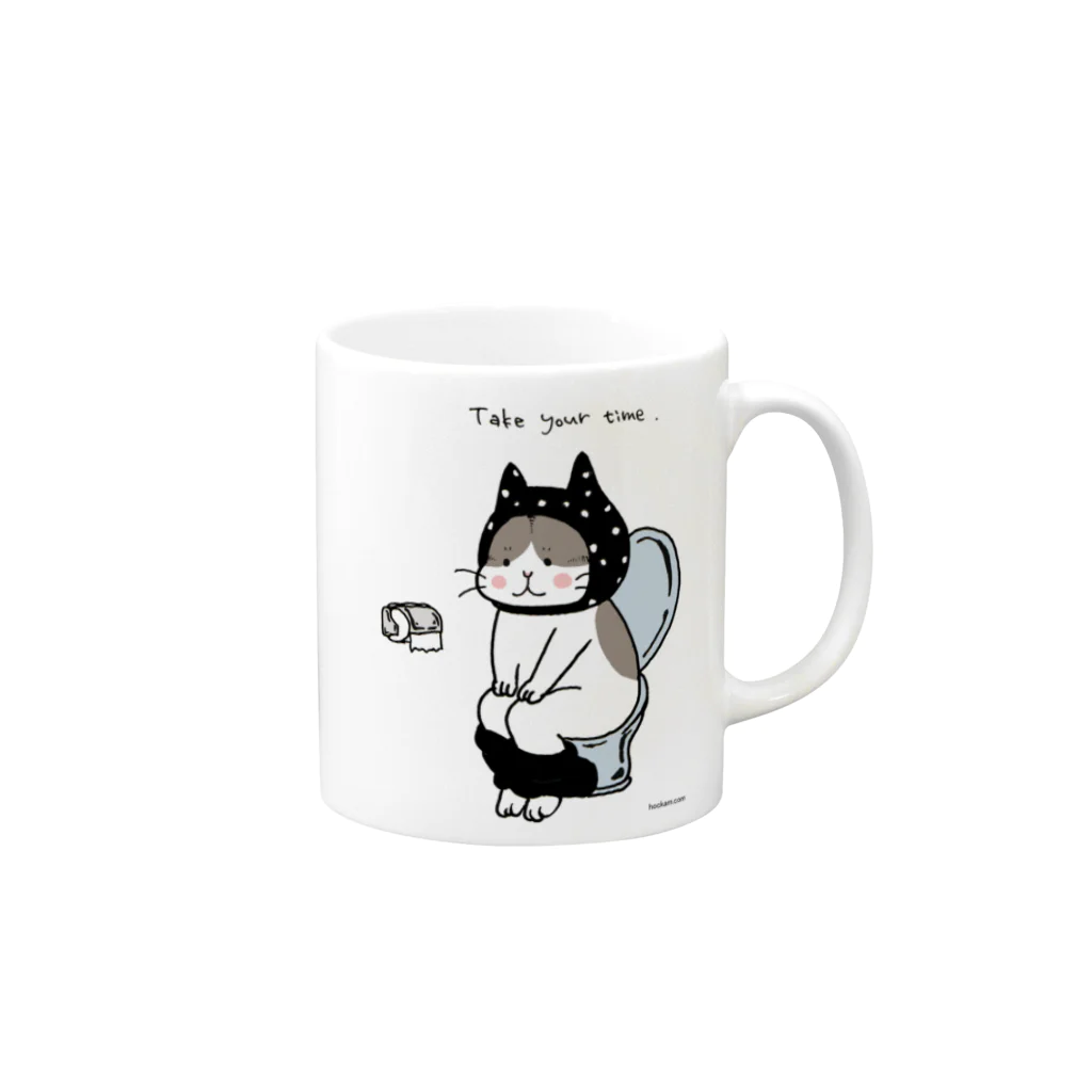 ほっかむねこ屋（アトリエほっかむ）のトイレねこ　黒 Mug :right side of the handle