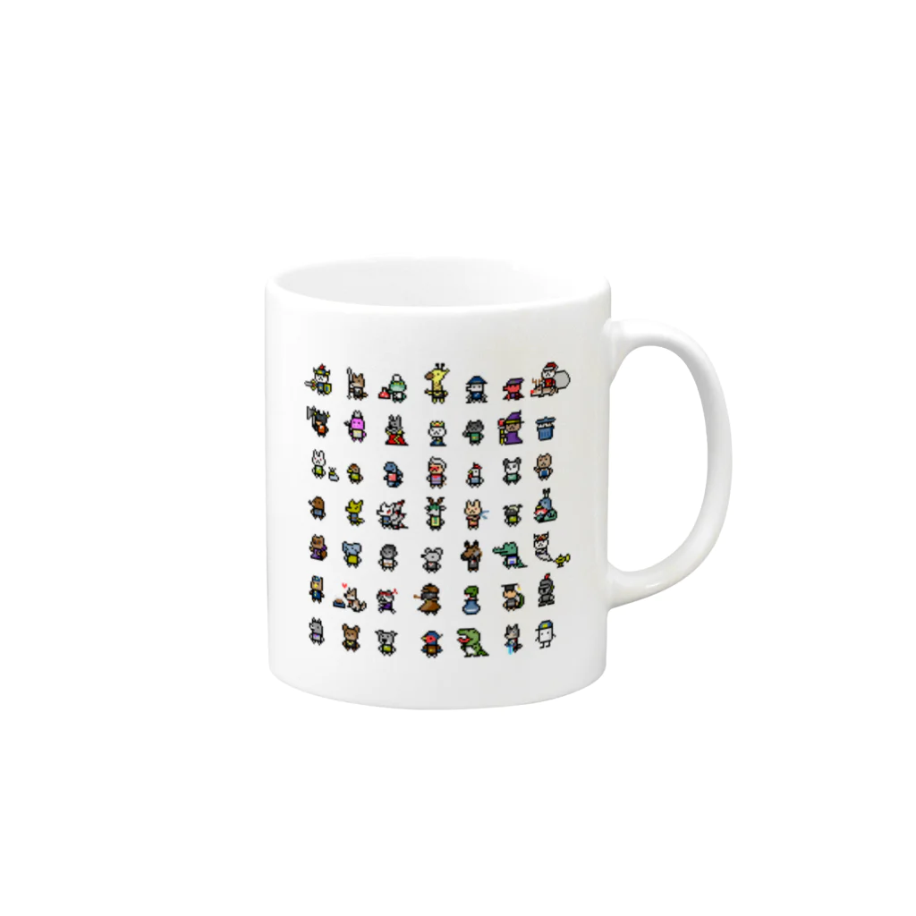 【ドット絵】ネコブレ商店のネコブレイバー＆フレンズ Mug :right side of the handle