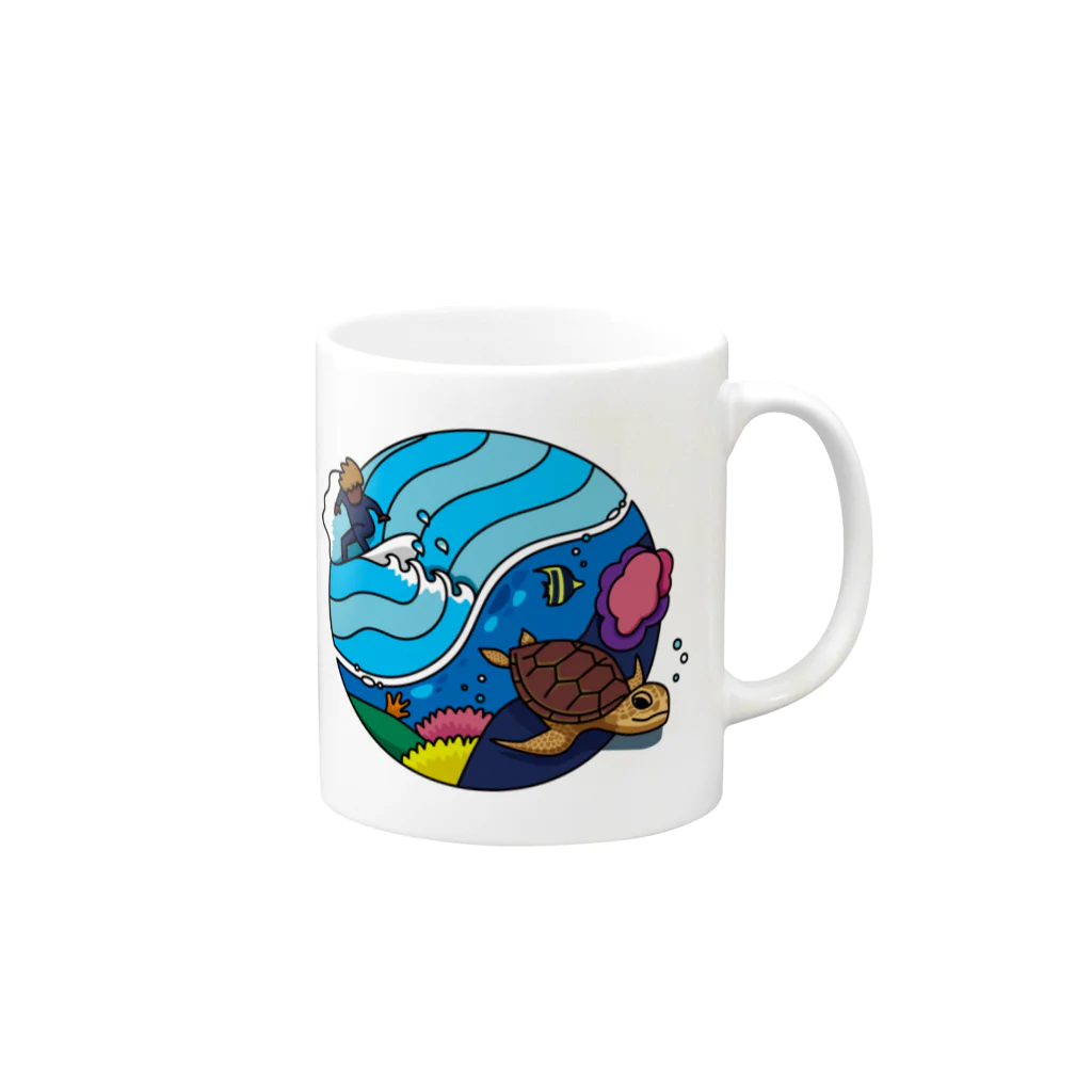 8anna storeのサーフandタートル！ Mug :right side of the handle