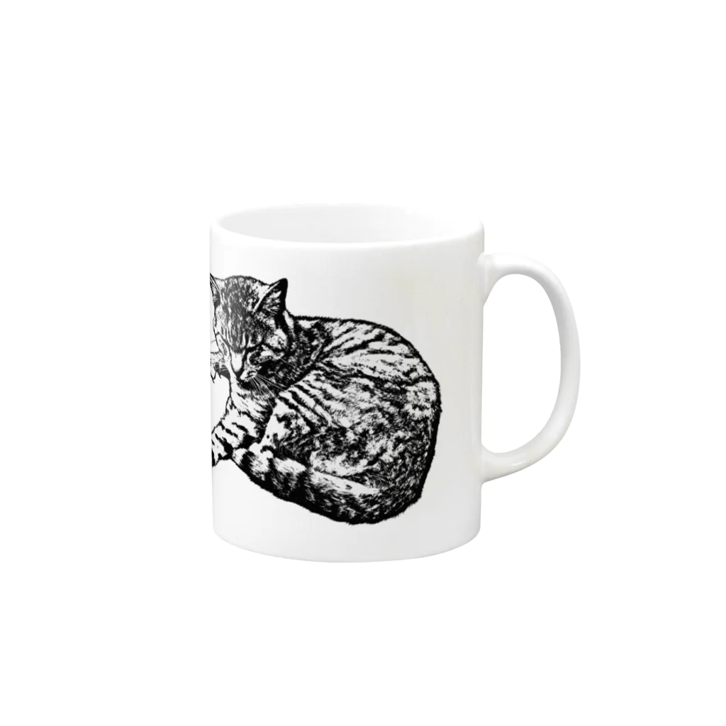 yamico835の版画猫 Mug :right side of the handle