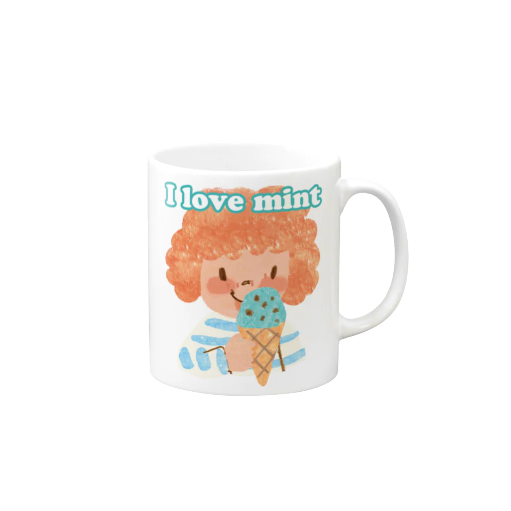 ニーヤ・アキのi love mint Mug :right side of the handle