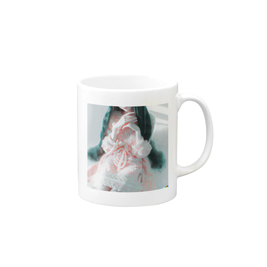 AI_ARTの窓際の少女 Mug :right side of the handle