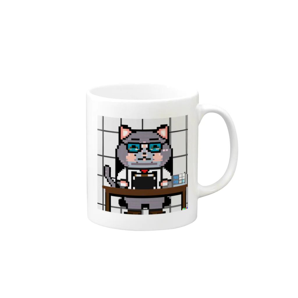 AI_ARTの働くオヤジ猫 Mug :right side of the handle