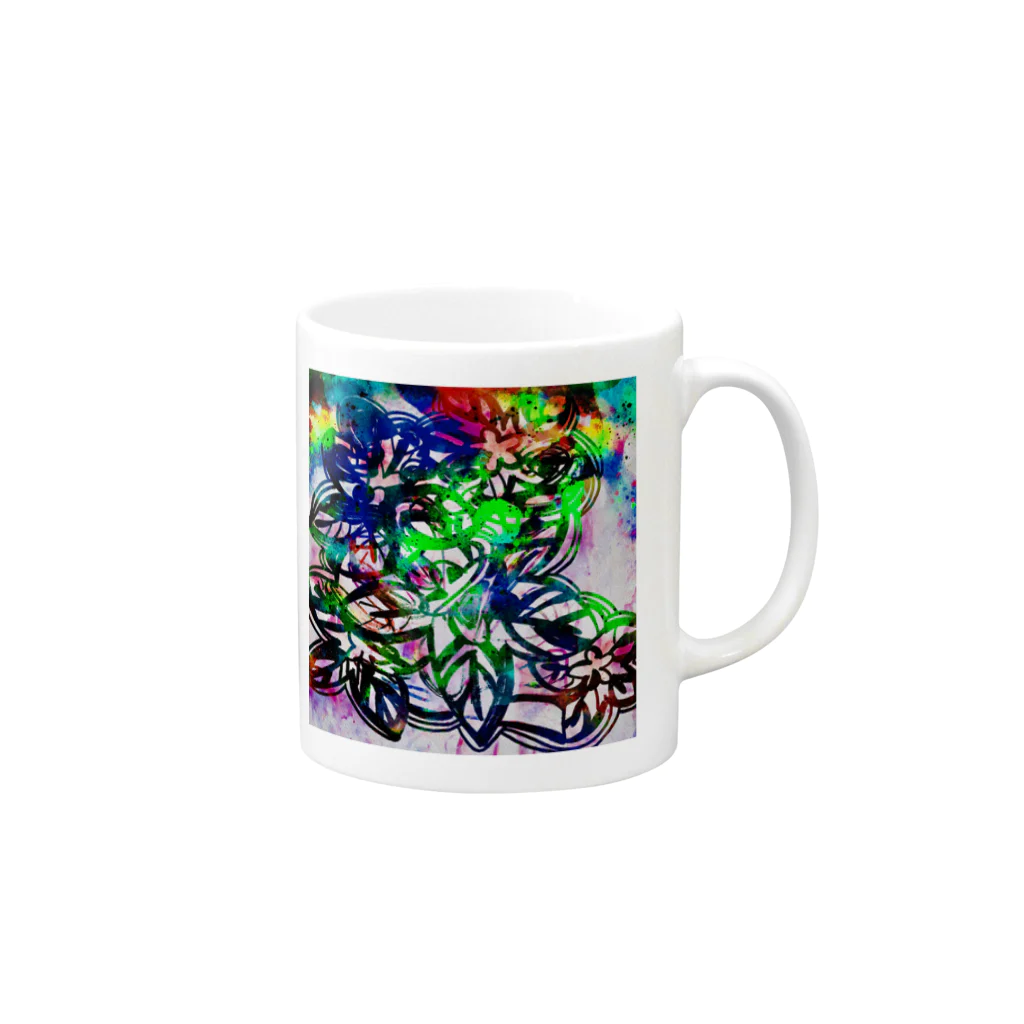 pucho_mermaidのTropical flowers  マグカップの取っ手の右面