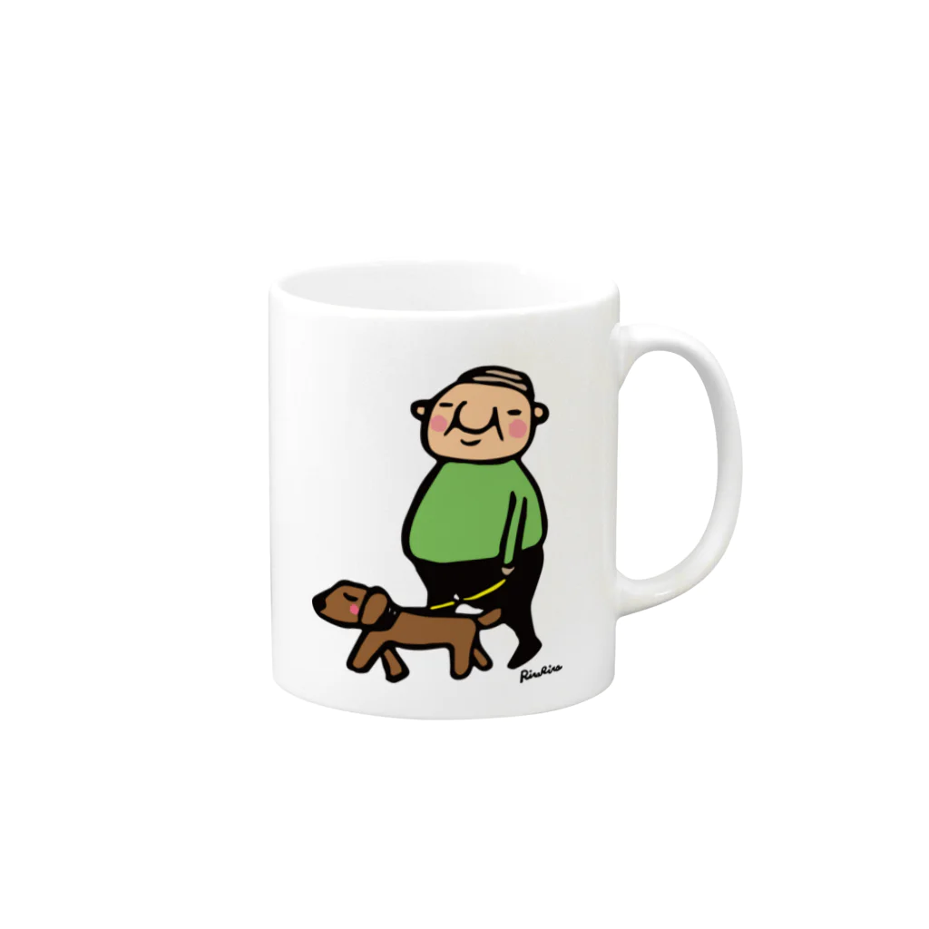 RiraRiraはんこの岩井係長の散歩 Mug :right side of the handle