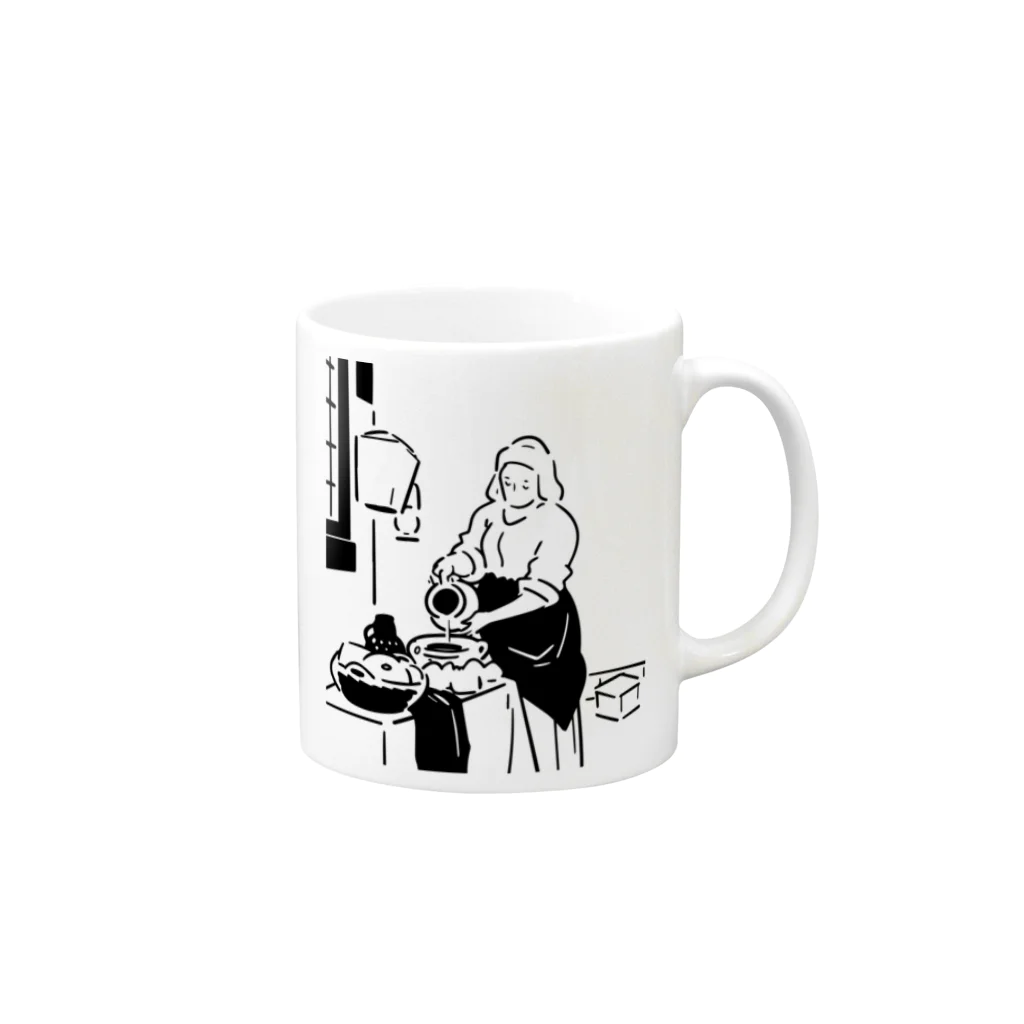 山形屋米店の牛乳を注ぐ女 Mug :right side of the handle