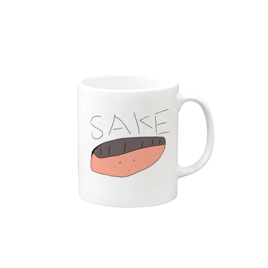 WÖLFG∀NGの意識の有りそうで無さそうな鮭 Mug :right side of the handle