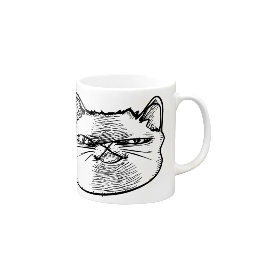 謎モノ店のやばい顔ねこ Mug :right side of the handle