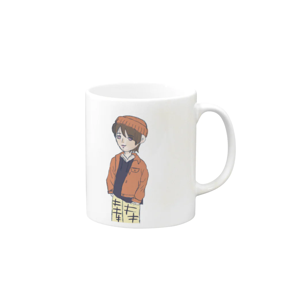 くるくるショップの秋服BOY Mug :right side of the handle