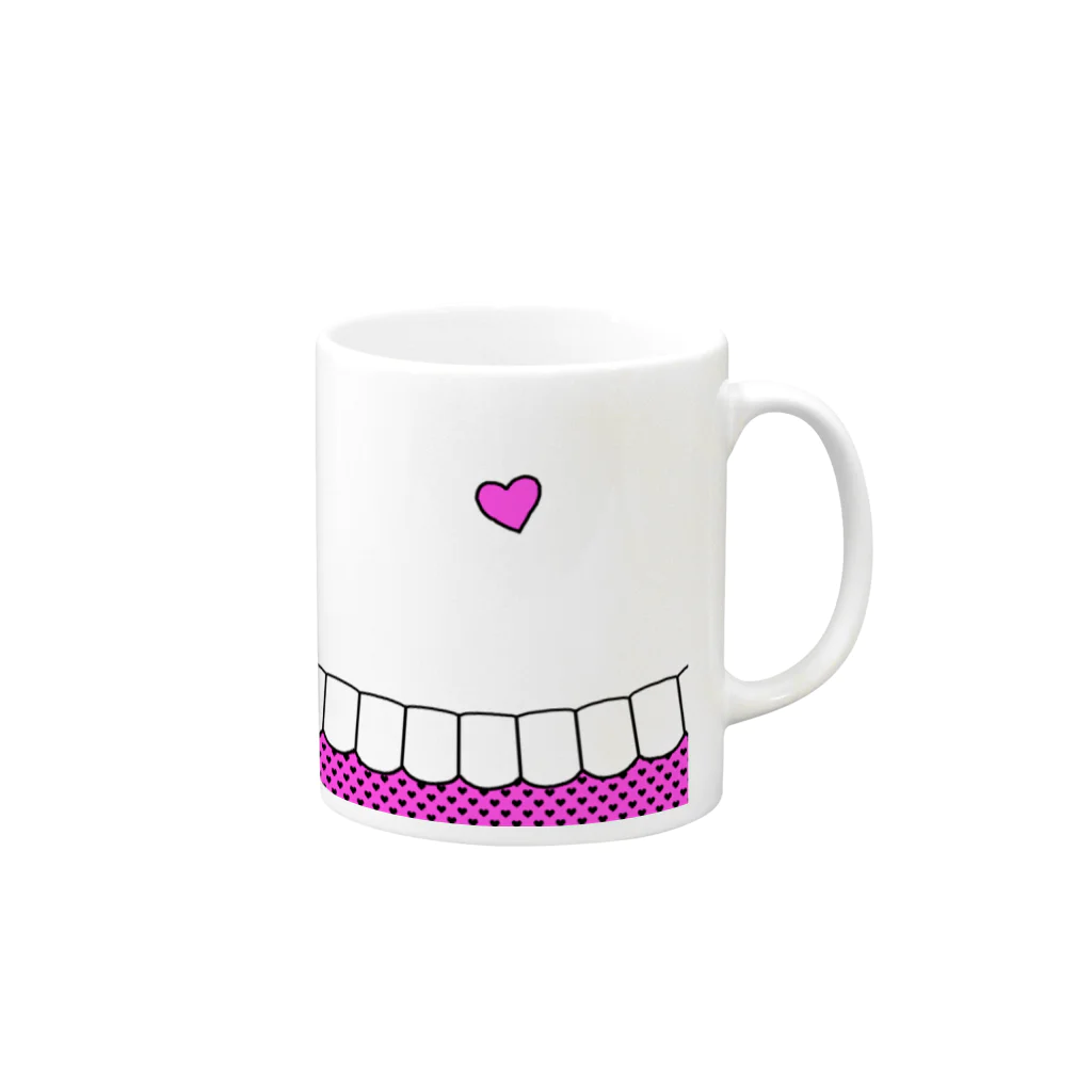 歯りきり雑貨店の歯-HA pink Mug :right side of the handle