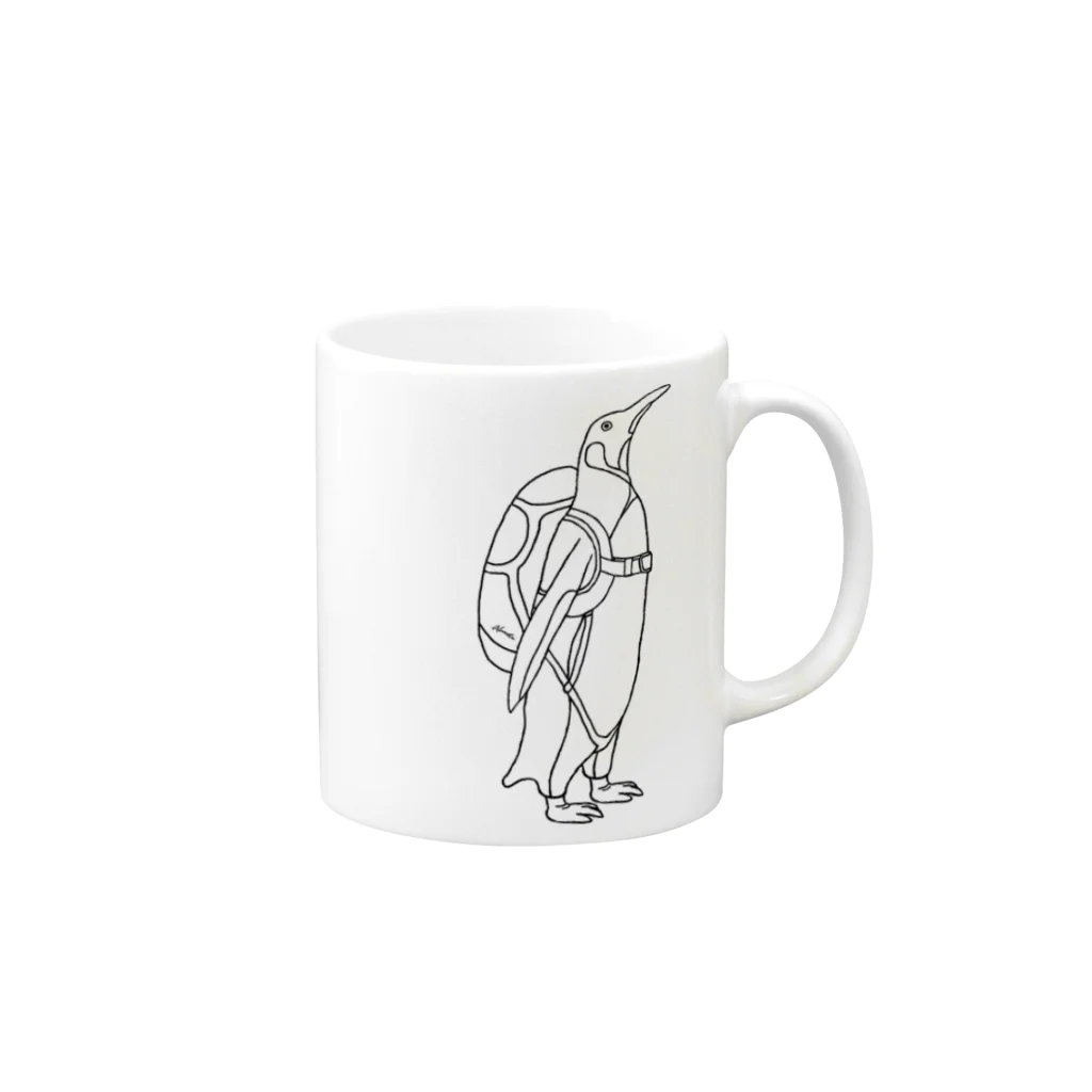 Aliviostaのペンギン スカイダイビング Mug :right side of the handle