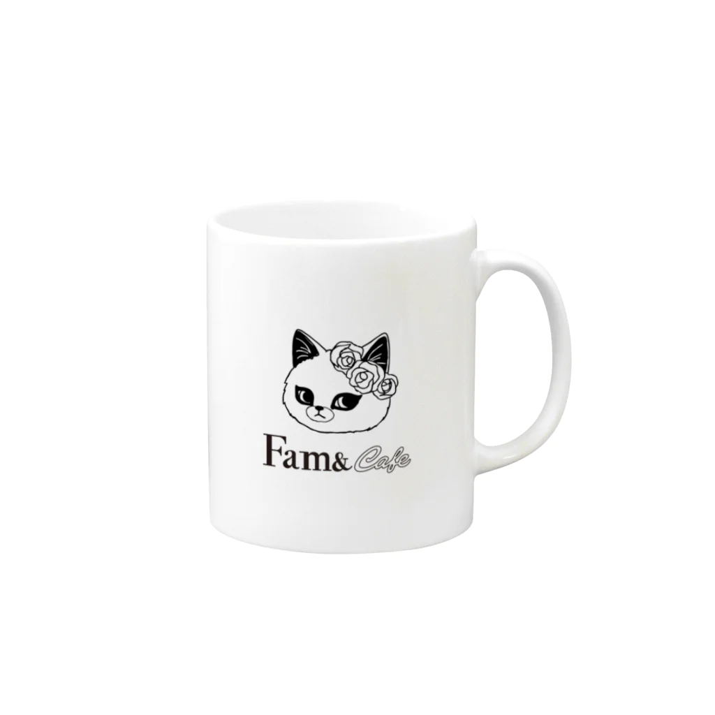 sachiko2004shopのFam& Cafe 花と猫 Mug :right side of the handle