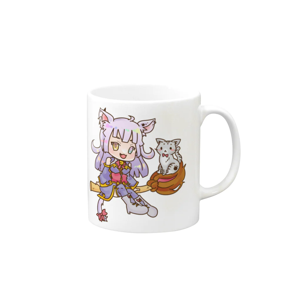 紫猫 千由【ｼﾉﾈ ﾁﾕ】💜🐾🧹の紫猫 千由　デフォルメグッズシリーズ2 Mug :right side of the handle