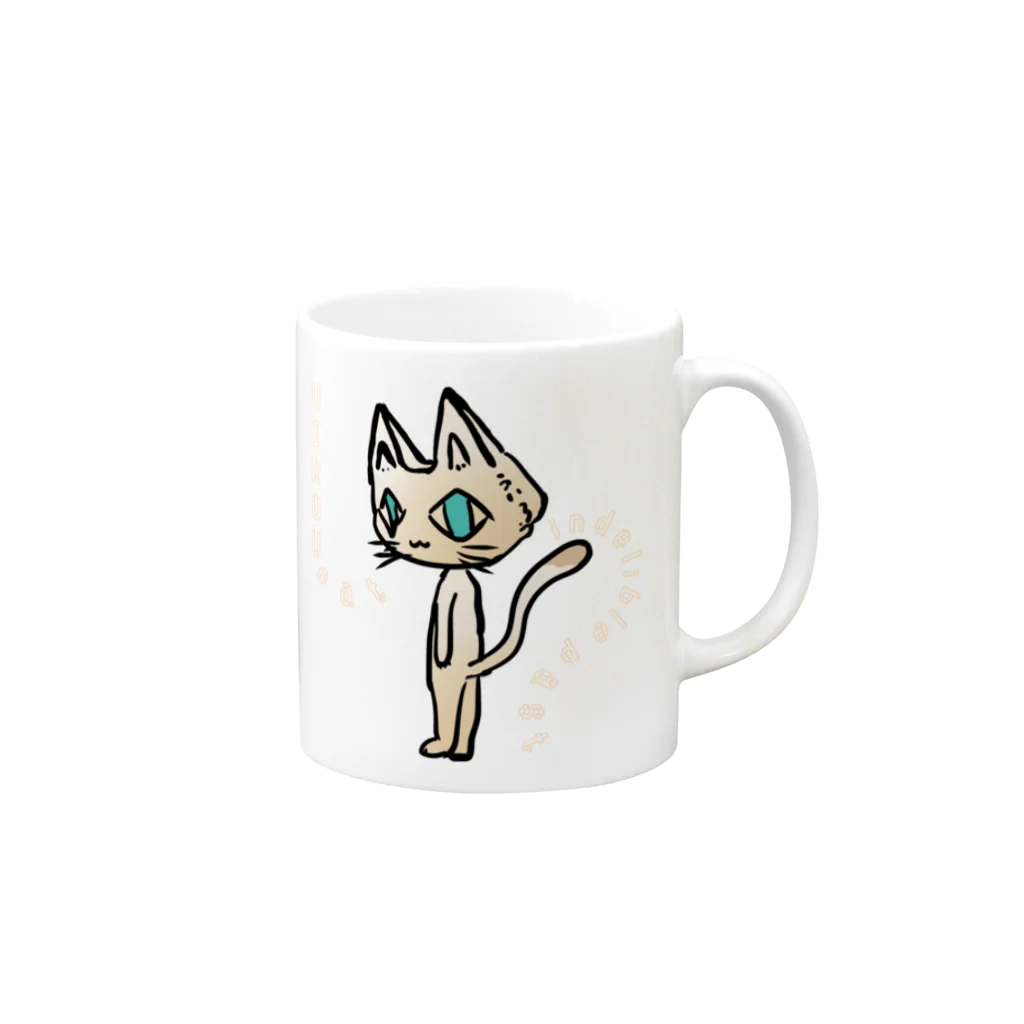 shi-chi Labo graph(詩一）のUIROU CAT Mug :right side of the handle