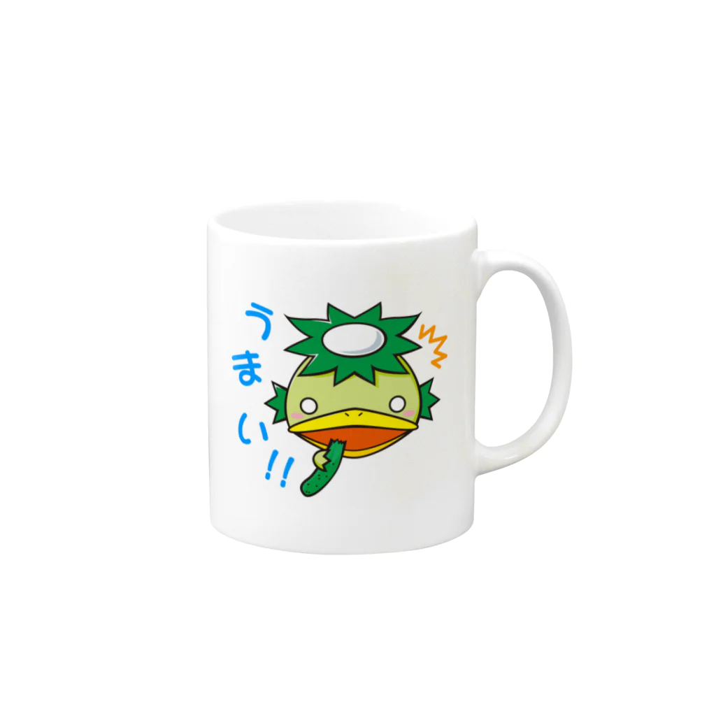 WEBYAの「うまい！！」かっぱ君 Mug :right side of the handle