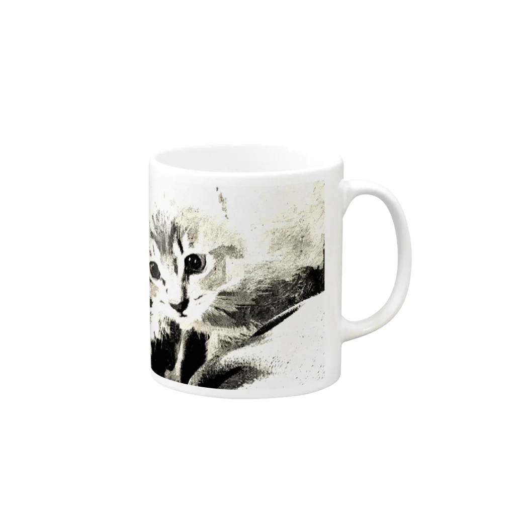 ペペロンチーノ鯵島の子猫てゃん マグカップの取っ手の右面