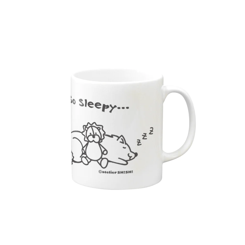 アトリエ・シシのSo Sleepy　眠たいワンコ Mug :right side of the handle