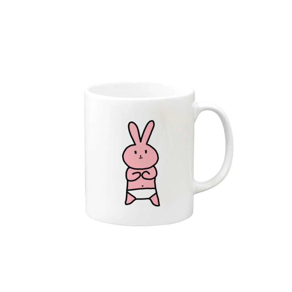 ぬいぬの手ブラうさぎ Mug :right side of the handle