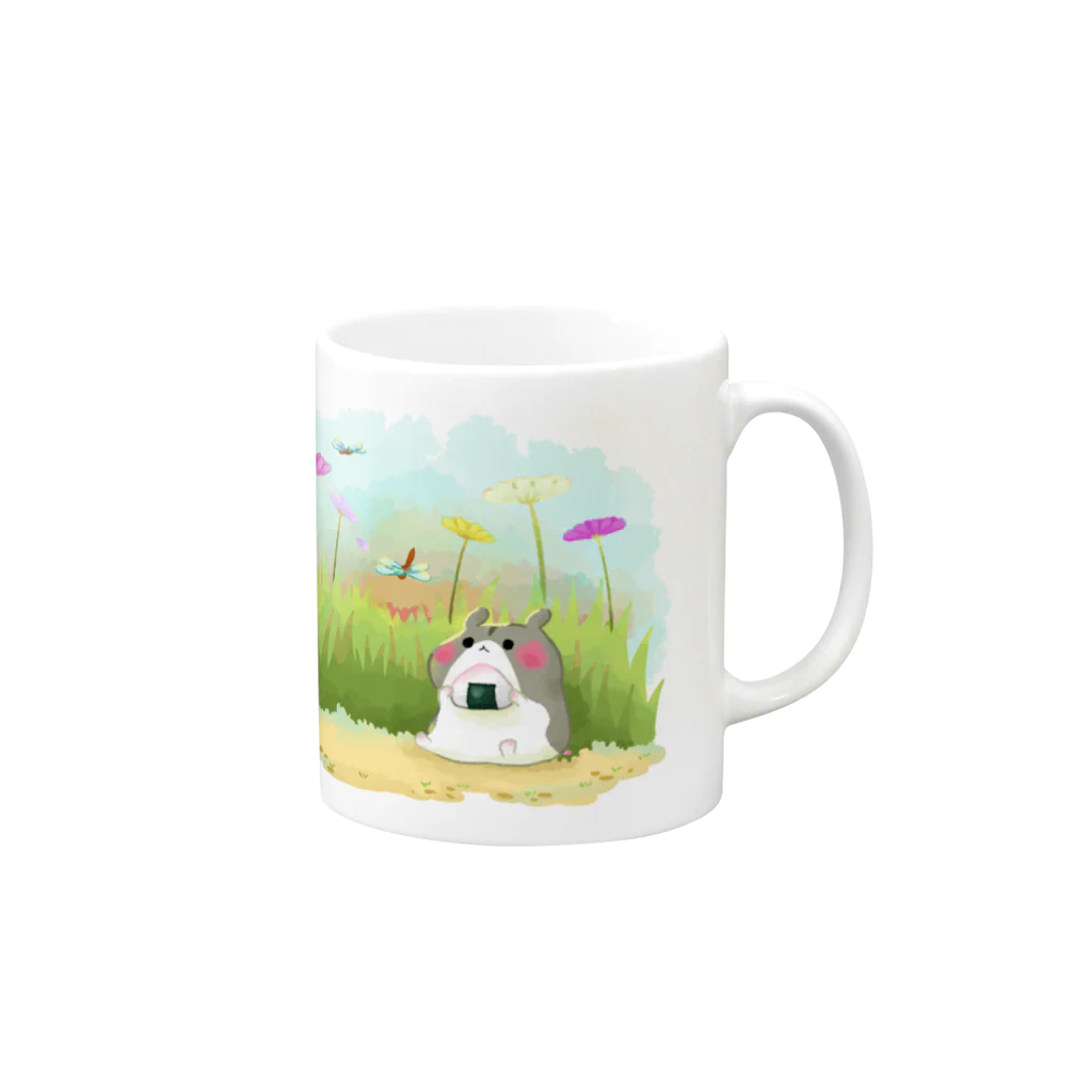 なべぽよの絵置き場の秋ピクニックT Mug :right side of the handle