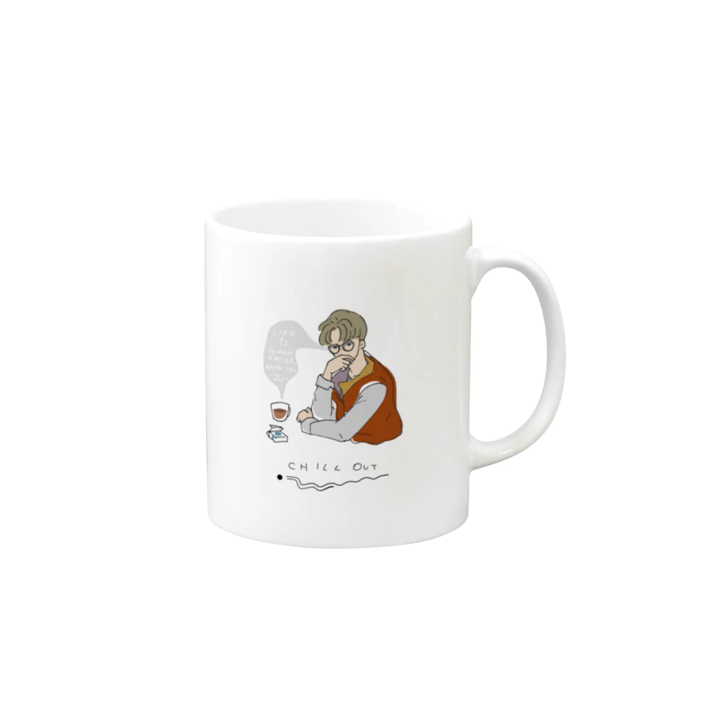 fudgeillustrationのchill out  Mug :right side of the handle