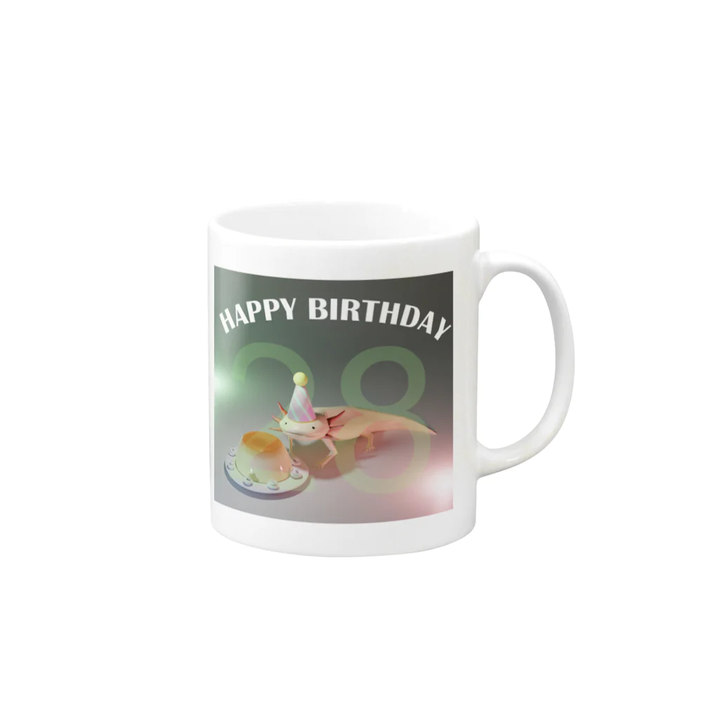 Upacoのウーパールーパー（28歳のお誕生日） Mug :right side of the handle