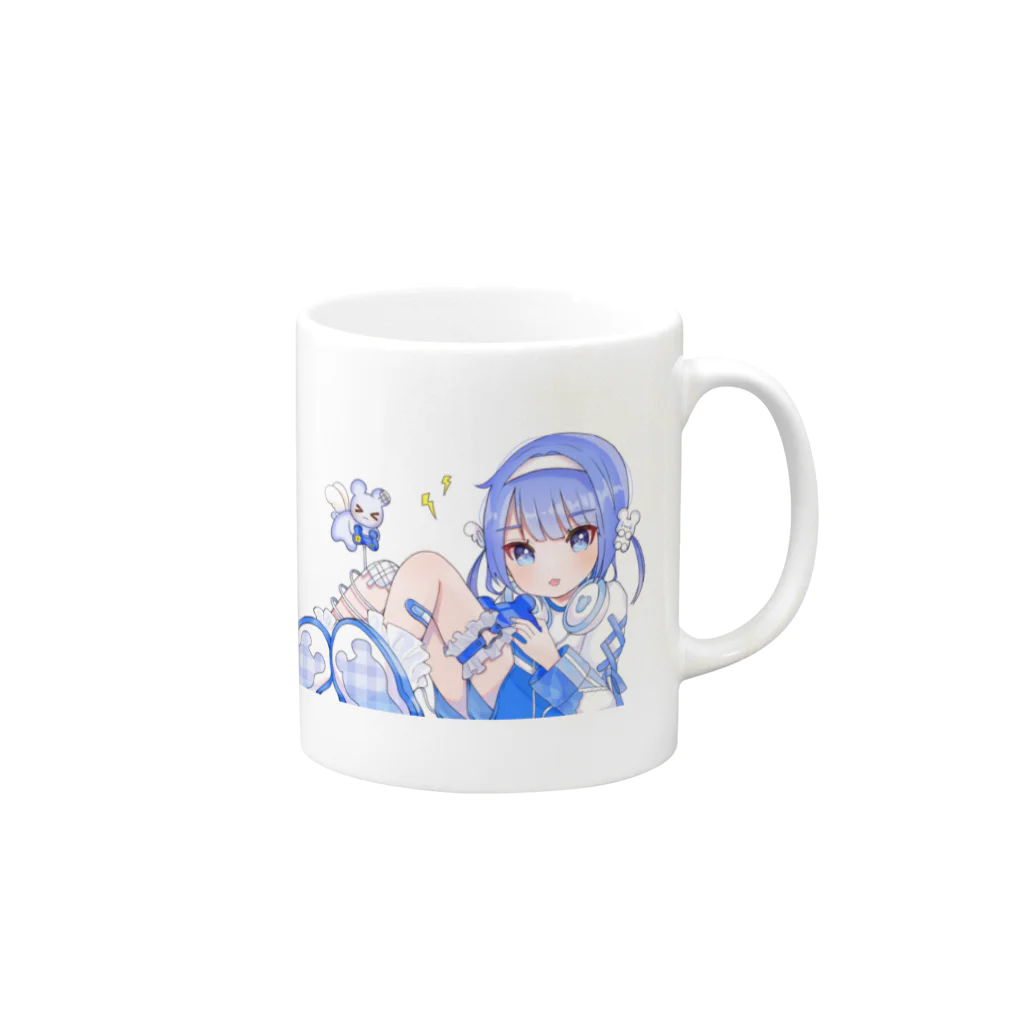 kodo_kodoの水色のサブカルちゃん Mug :right side of the handle