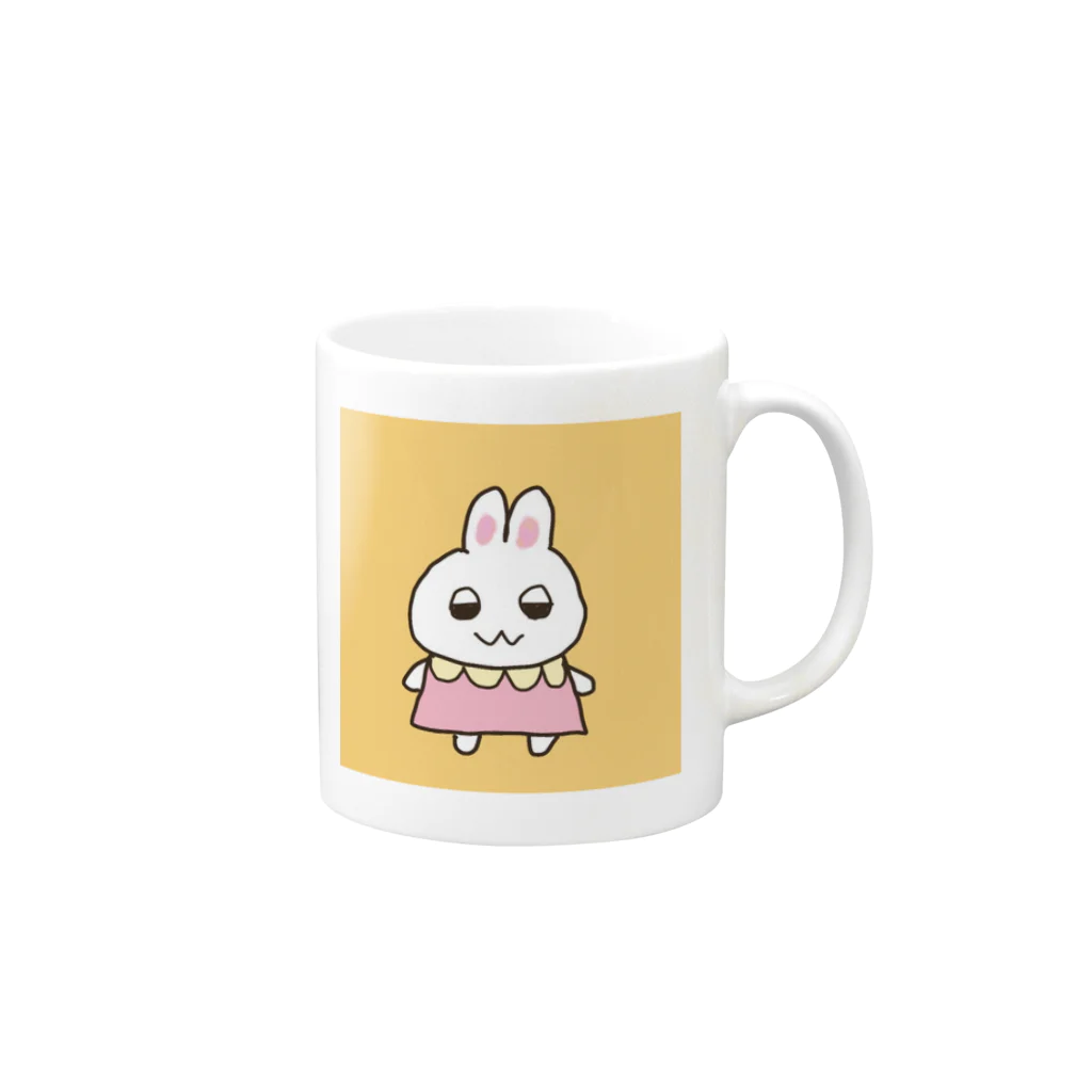 ねこぽよのグッズのお店のはじめてのうさぎさん Mug :right side of the handle