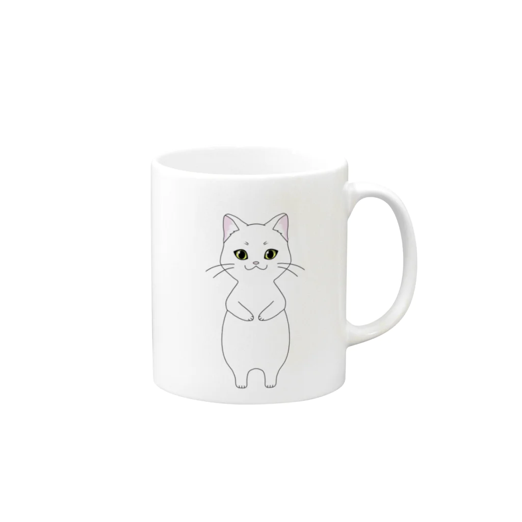 にゃ王様のお店のにゃ王さま　白　コモノ　猫 Mug :right side of the handle