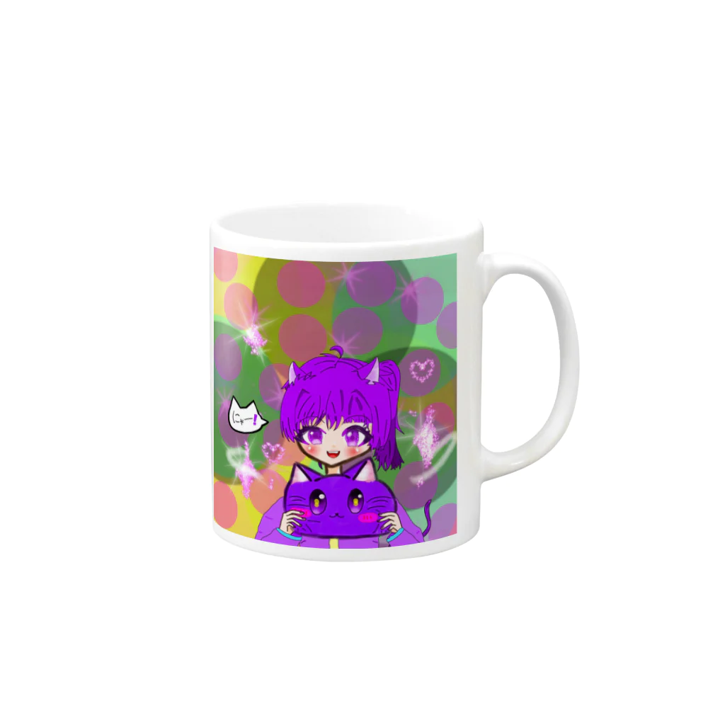 名も無き屋の紫猫 Mug :right side of the handle