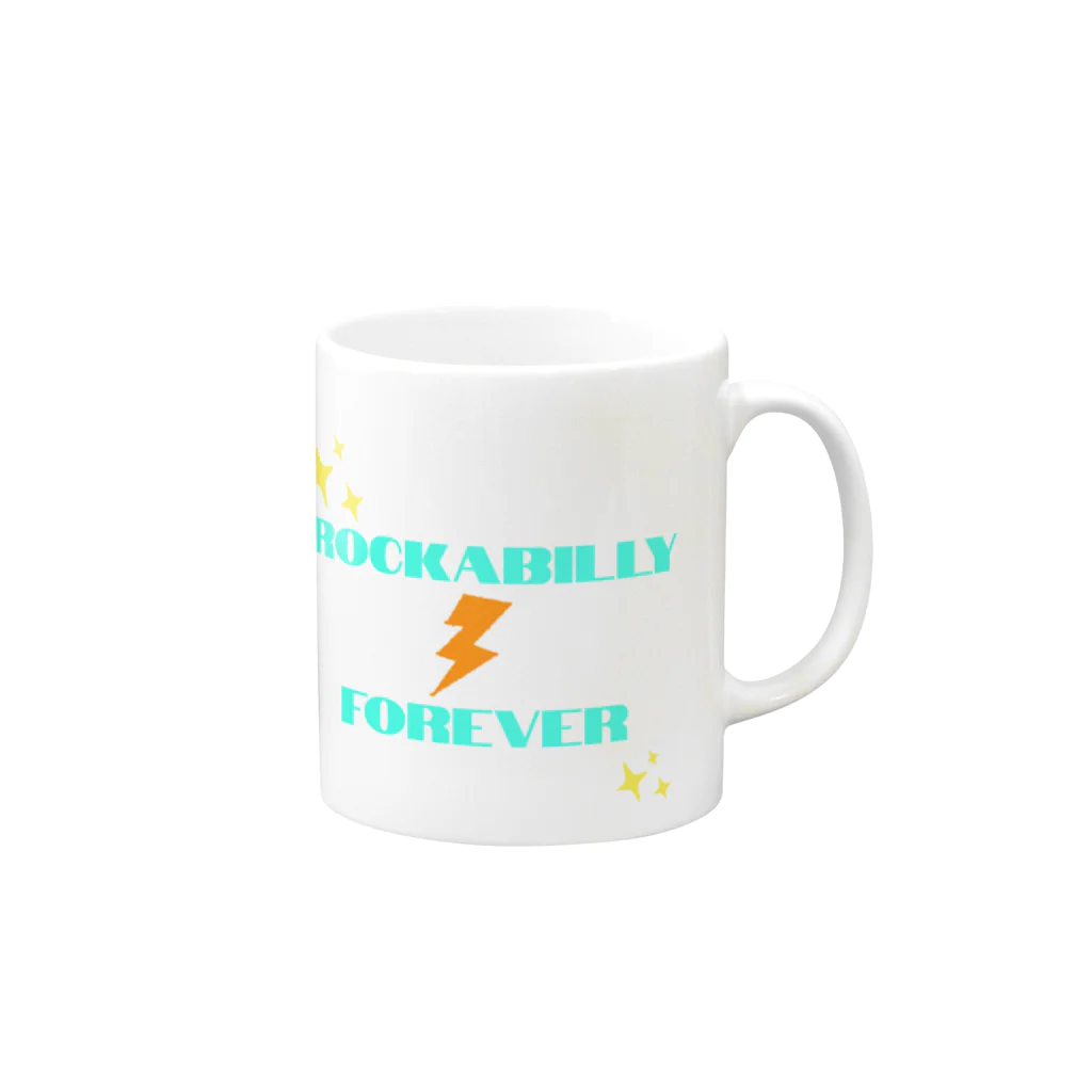 ロカビリーちゃんのRockabilly Forever（稲妻グリーン） Mug :right side of the handle