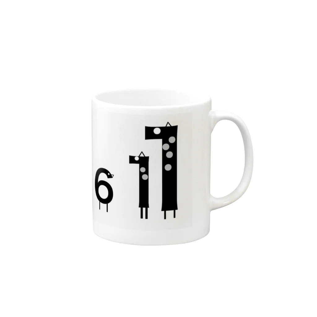 Month day font illustrationのAnimal typography Mug :right side of the handle