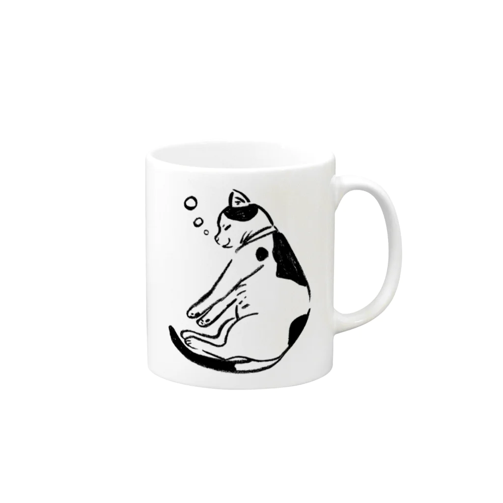 ofuton catのI love sleeping!両手をのびーっと伸ばすにゃんこ Mug :right side of the handle