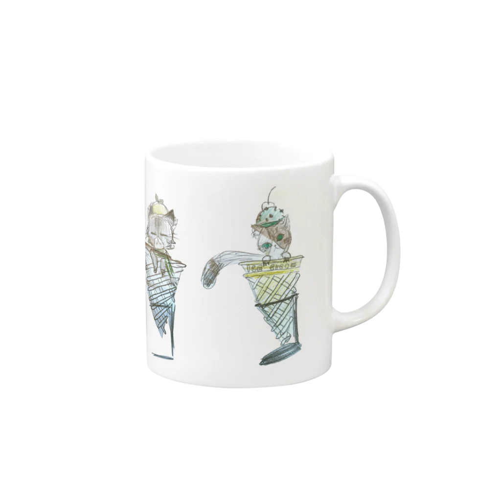 ポートレート100人斬りのアイスにゃん Mug :right side of the handle
