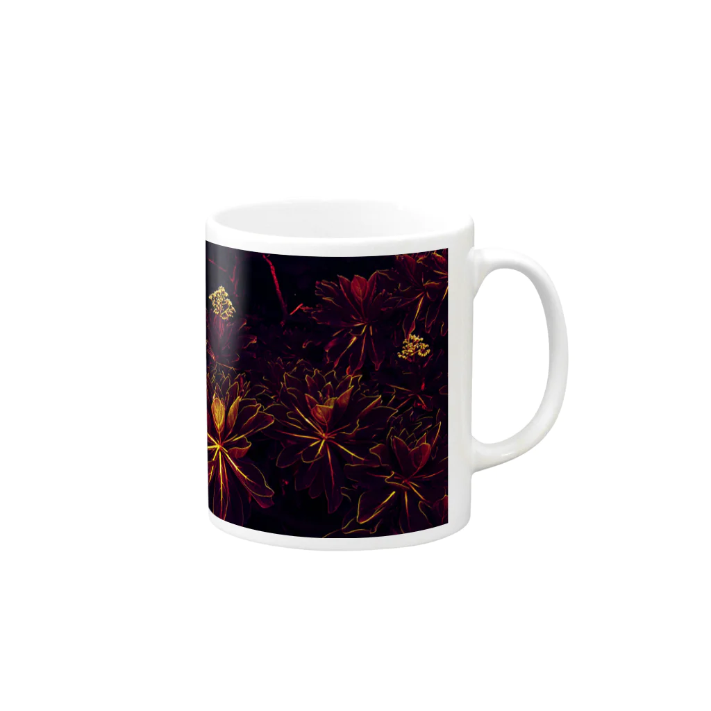 ウナーゴン20億3千万販売所のBLACK FLOWERS Mug :right side of the handle