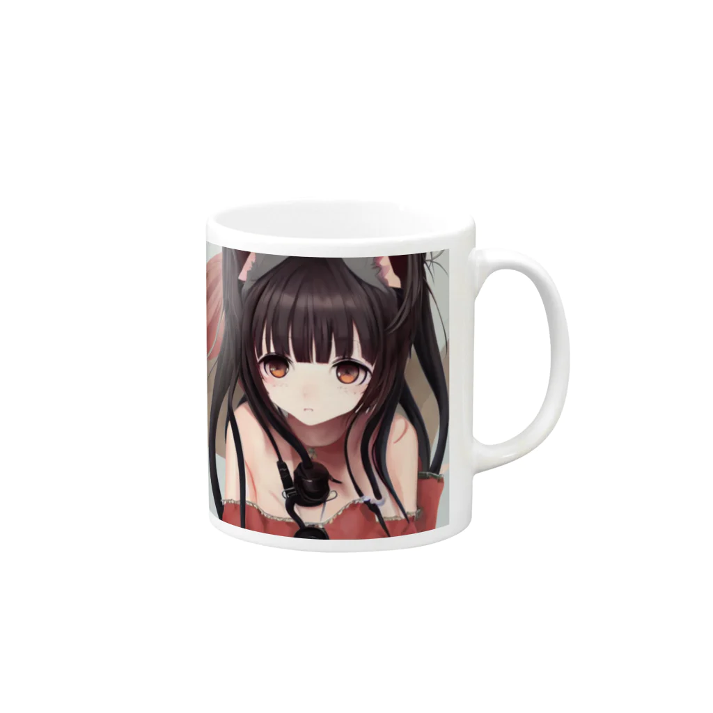 masu7747の猫耳 Mug :right side of the handle