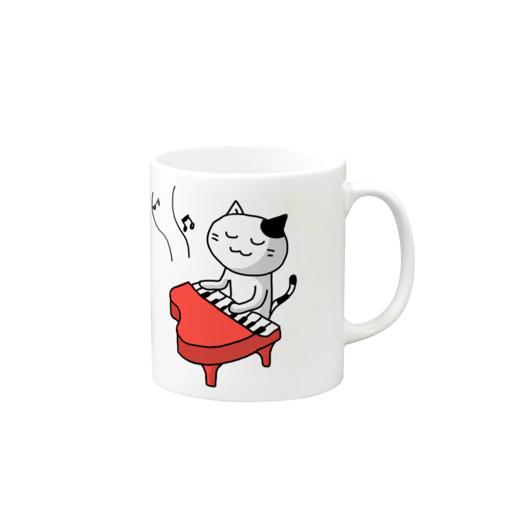 FSDのLonely CAT play the piano Mug :right side of the handle
