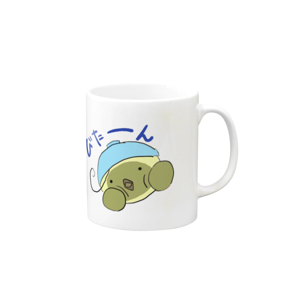 月見うどんのからしちゃん・びたーん Mug :right side of the handle