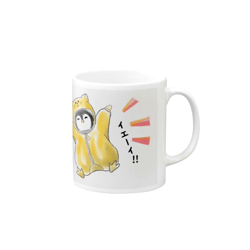 ぽとすたんぷの#ネコになりたいペンギン Mug :right side of the handle