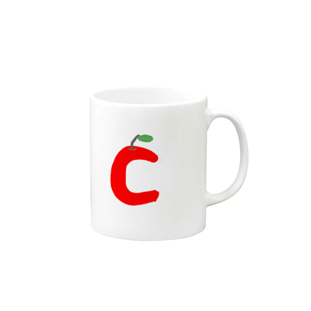 9時のクジラのCなりんご Mug :right side of the handle