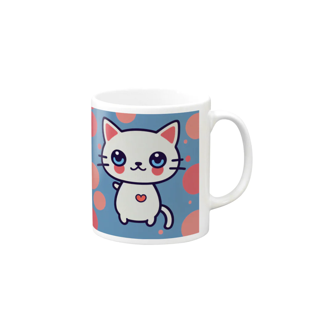 A31eの狛猫のミケ「はーとびーと」 Mug :right side of the handle