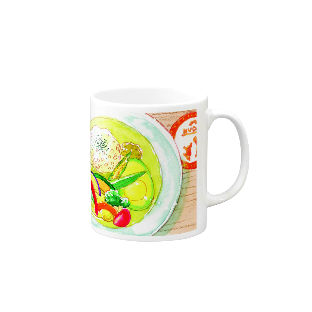 田村美穂のアボカドグリーンカレーグッズ Mug :right side of the handle