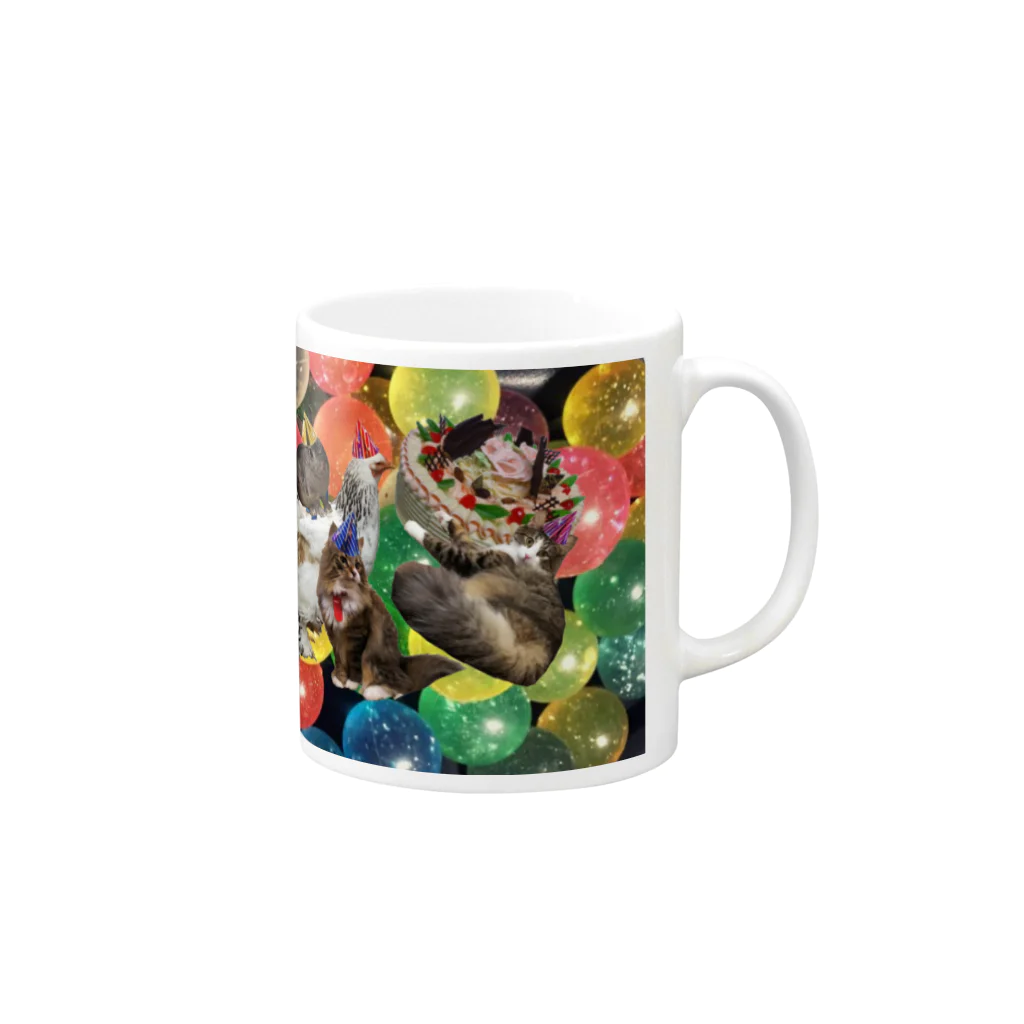 mnto雑貨洋品店の味醂歓迎パーティ シンプルケーキver Mug :right side of the handle