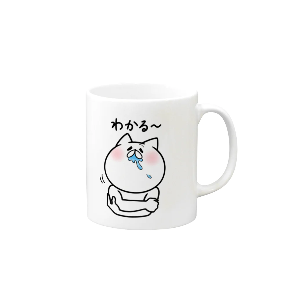 よだれぬこのあいづちぬこ Mug :right side of the handle